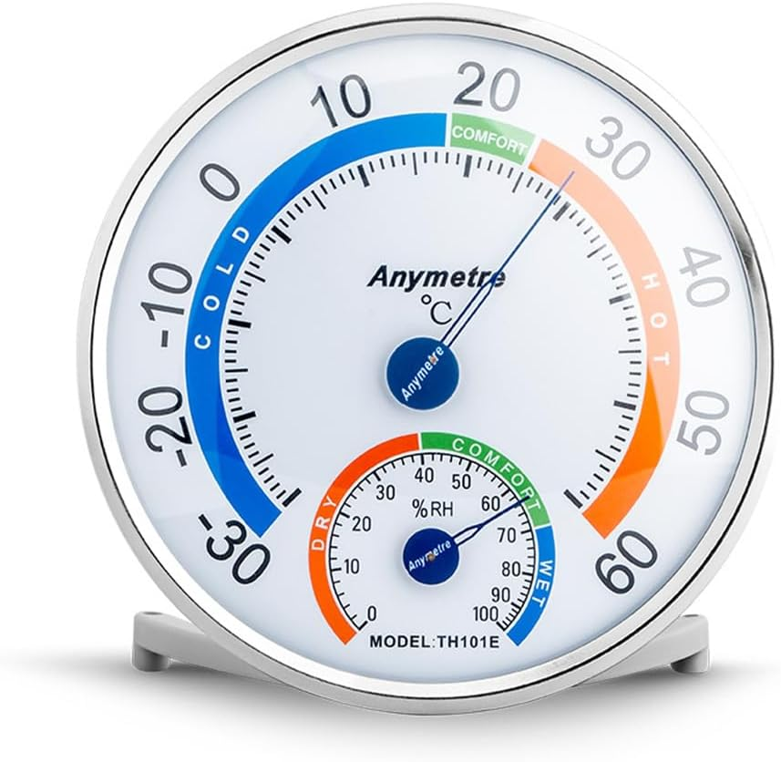 Round Indoor Outdoor Hygrometer/Thermometer, Humidity Gauge Indicator Temperature Humidity Monitor, Analog Hygrometer Humidor Aluminum Dial for Home, Office, Garden, Greenhouse or Conservatory image number 2