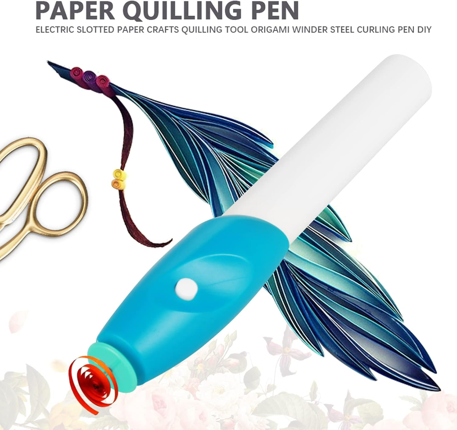 Fdit Electric Slotted Paper Crafts, Quilling Tool Origami Winder Steel Curling Pen DIY, 3D Quilling Paper Easy to Use for Beginners image number 4