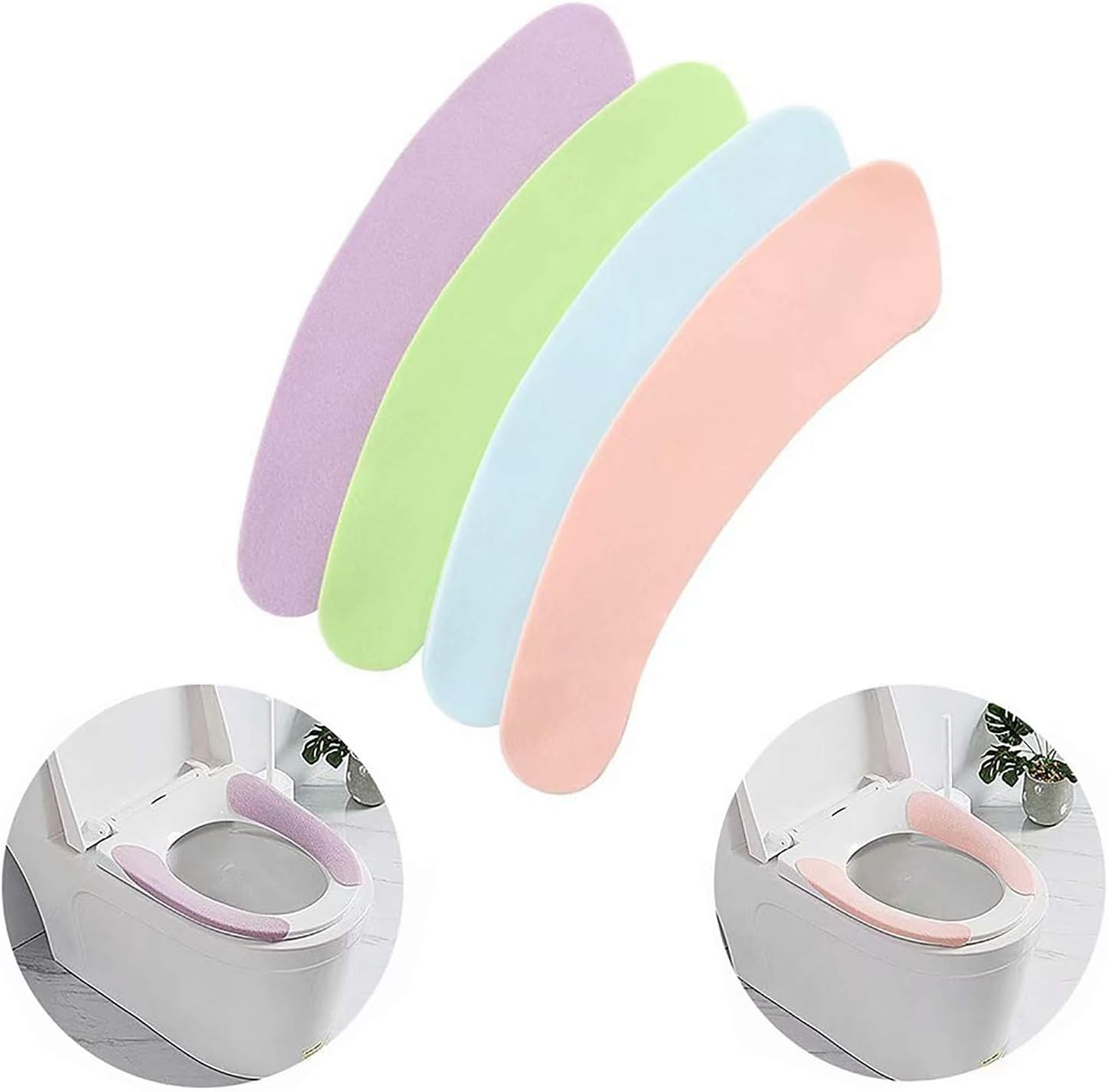 Bathroom Warmer Toilet Seat Cover Pads 4 Pack Washable and Reusable Cushion for Winter image number 5
