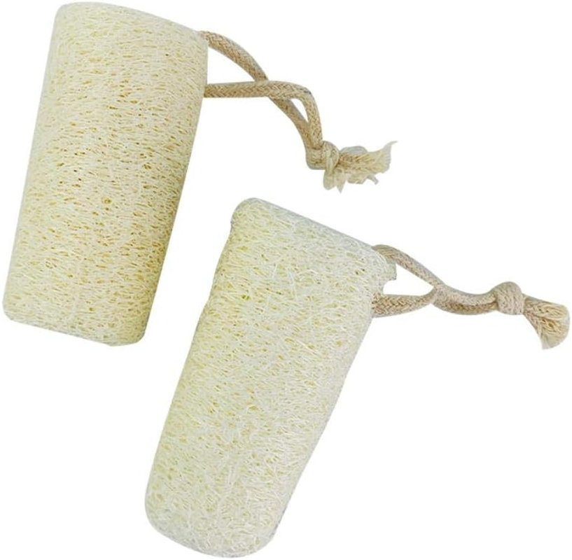 2 Pieces Natural Loofah Bath Shower Sponge Spa Body Scrubber Horniness Remover Bathing Massage Sponge image number 3