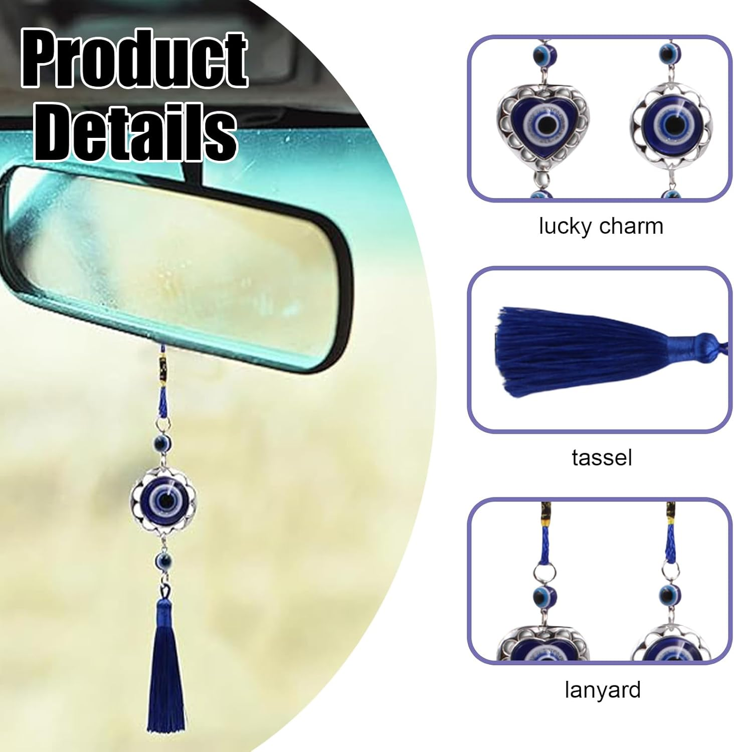 2Pcs Evil Eye Pendants, Lucky Evil Eye Protection Car Decor,Car Hanging Accessories, Office Doors and Windows Home Decoration, Interesting Gifts image number 4