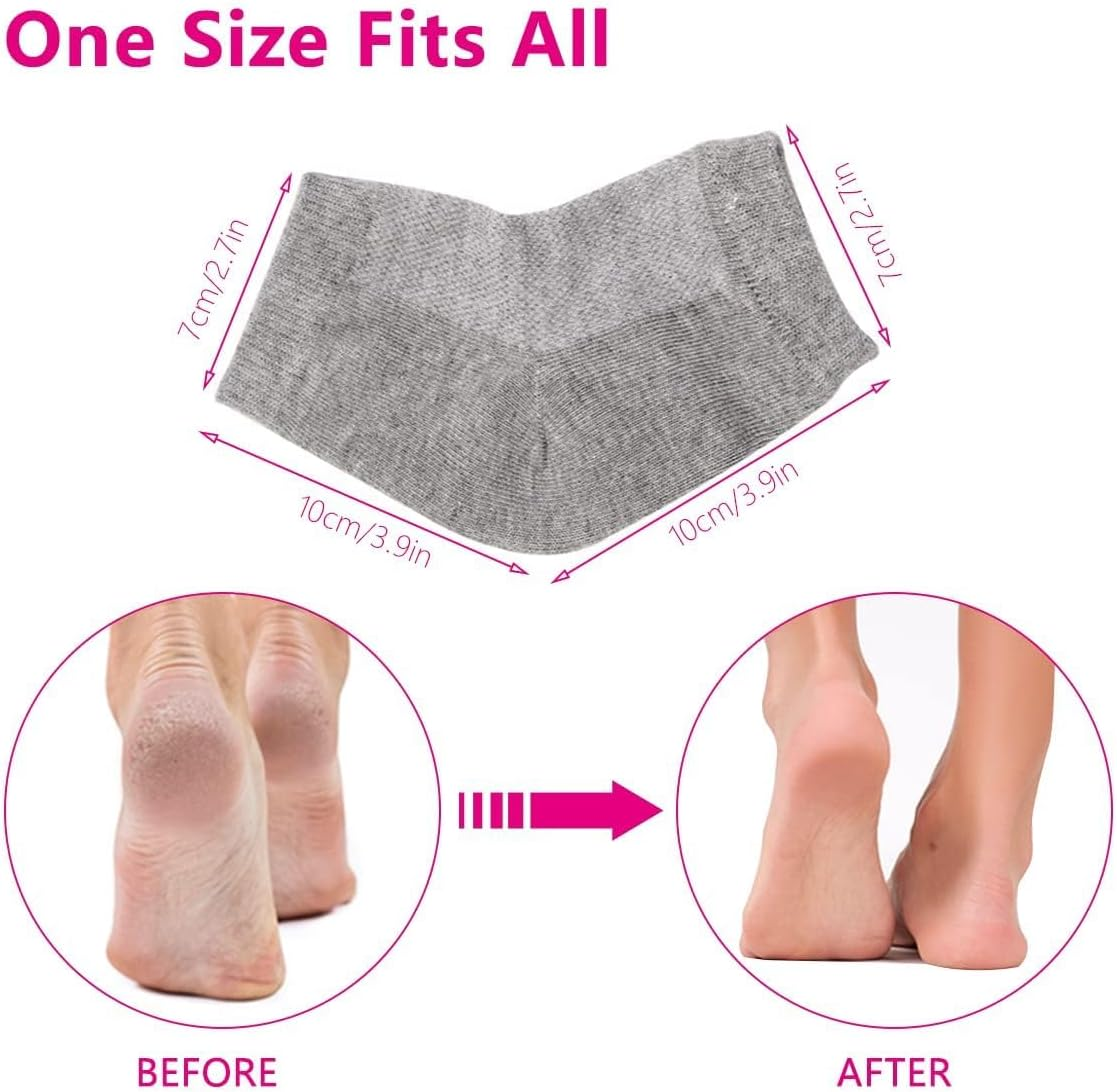 Moisturising Heel Socks for Cracked Heel Treatment, 4 Pairs, Cosy Gel-Lined Sleep Socks for Women image number 4