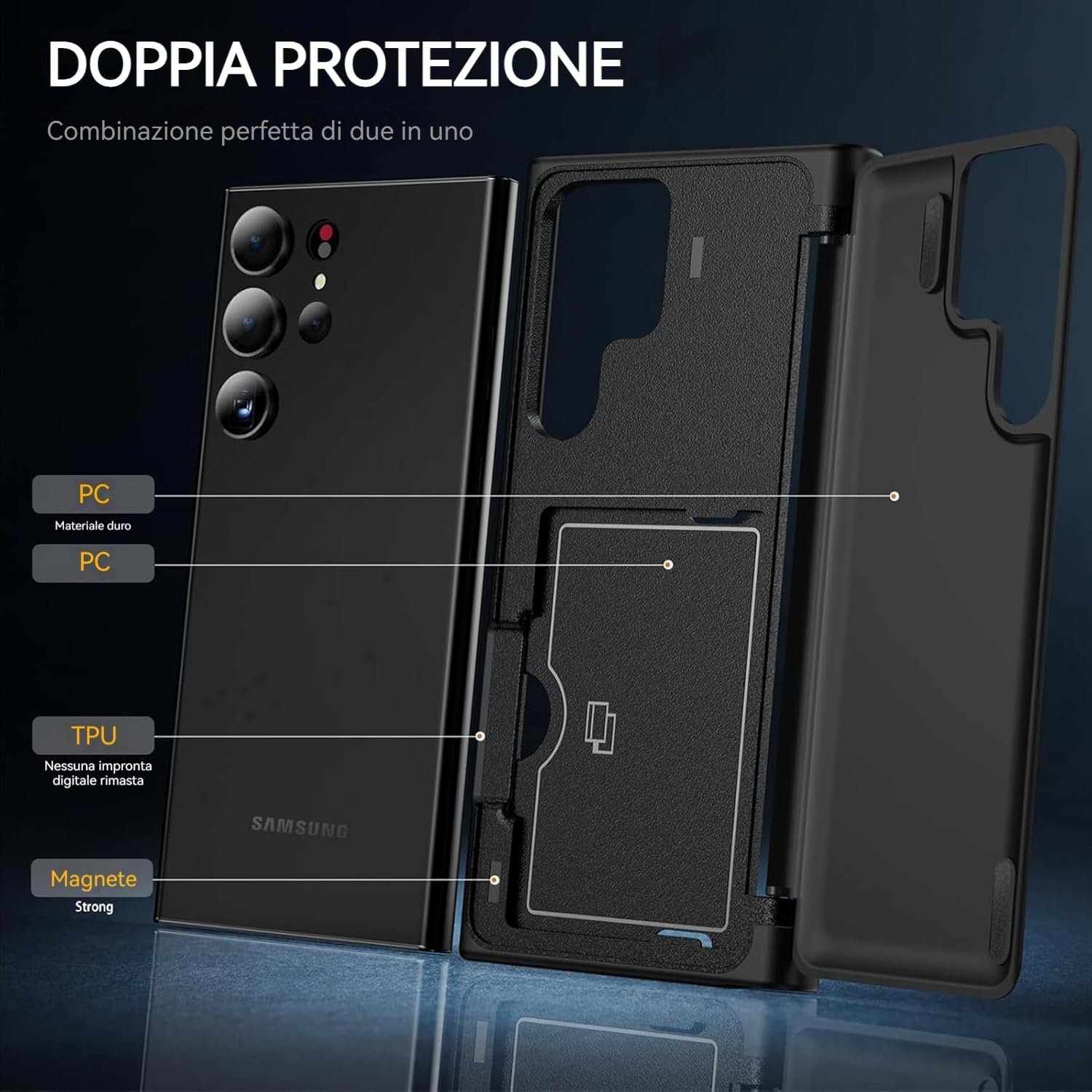 Samsung S24 Ultra Case with Hidden Card Holder [Magnetic Closure Design] [2 Cards + 1 Cash] Protective Wallet Shockproof Protective Case for Samsung Galaxy S24 Ultra Case image number 2