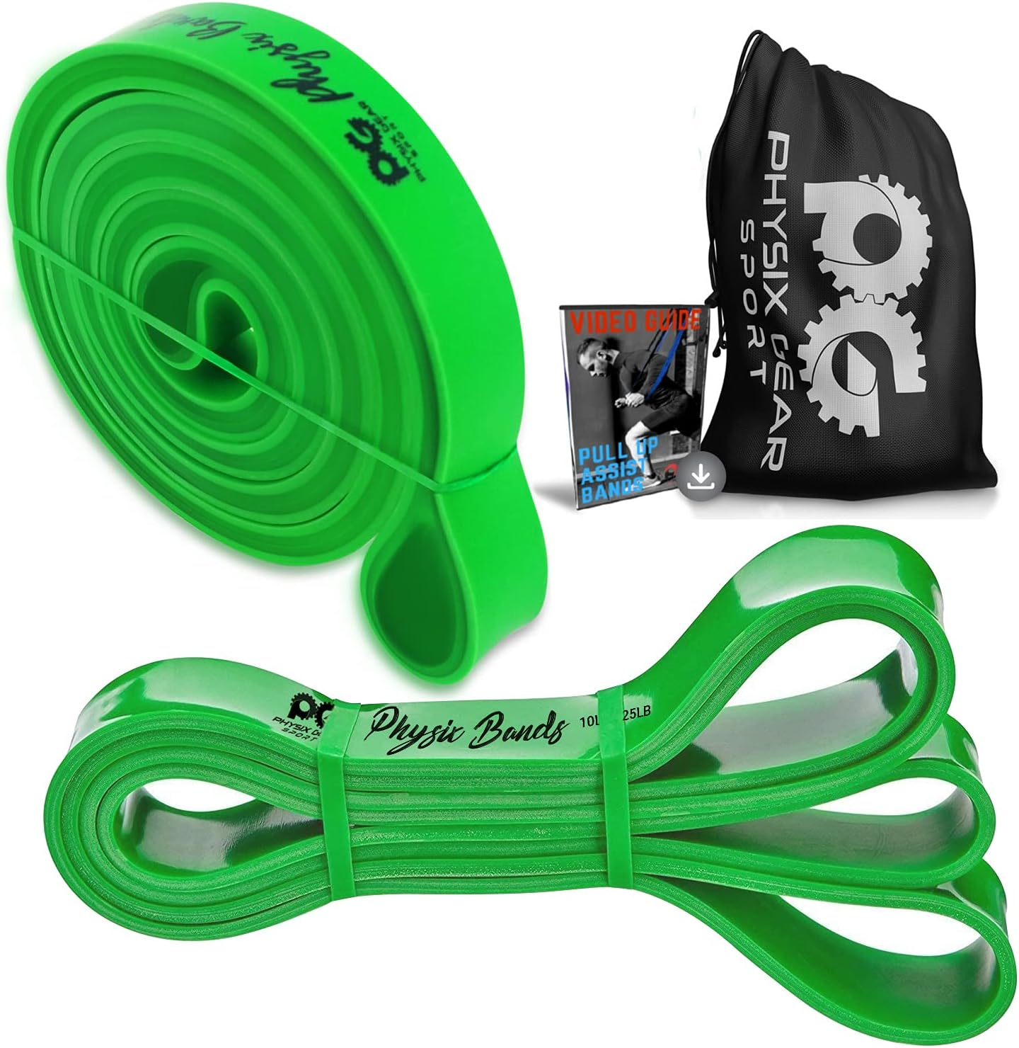 Physix Pull up Assistance Bands - Looped Resistance Bands, Workout Rubber Bands for Exercise HIIT Muscle Toning Stretching Powerlifting Physical Therapy Pilates Yoga (1 Band, W/Eguide)