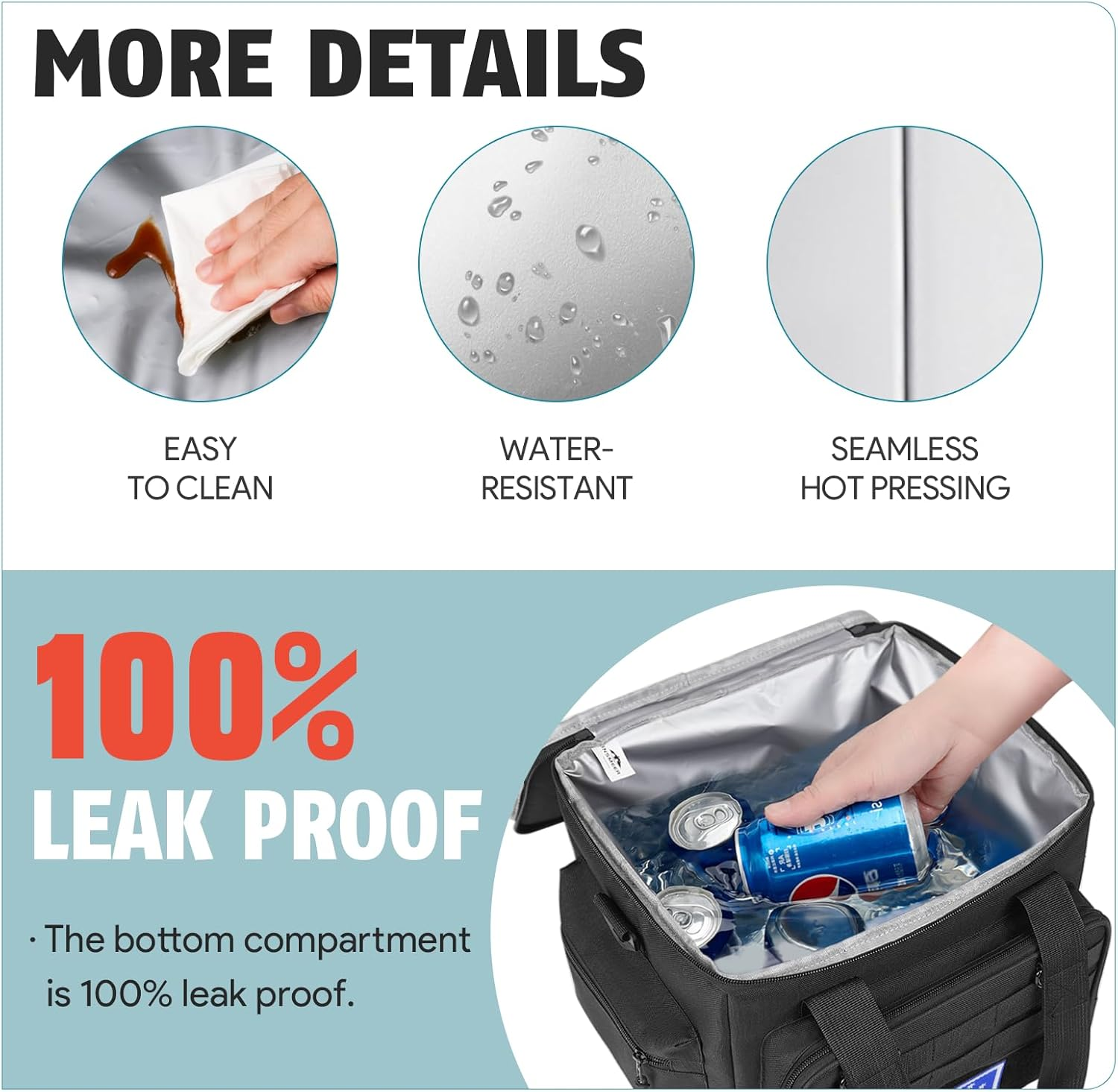 INSMEER 20L Insulated Lunch Bag for Men, Lunch Box for Adults with Leakproof, Lunch Box Cooler with Shoulder Strap Lightweight Lunchbox for Camping, Travel and Work