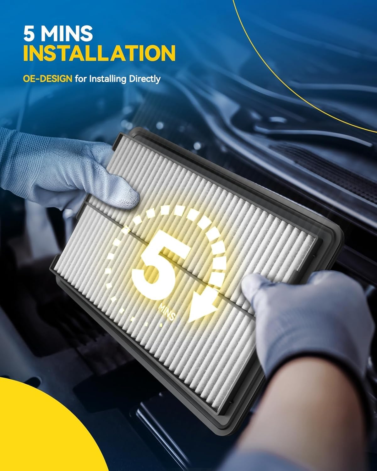 PHILTOP Engine Air Filter CA9564 Replacement for 2003-2007 Accord 2.4, 2004-2008 TSX, Rigid Panel image number 4