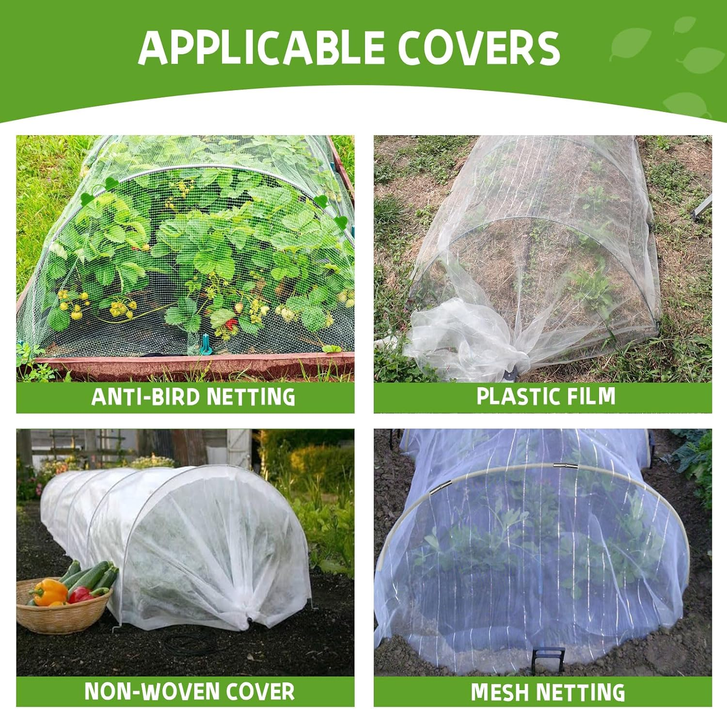 36Pcs Garden Hoops for Raised Beds, Hoops for Garden Netting, Garden Netting with Hoops for Row Cover image number 4