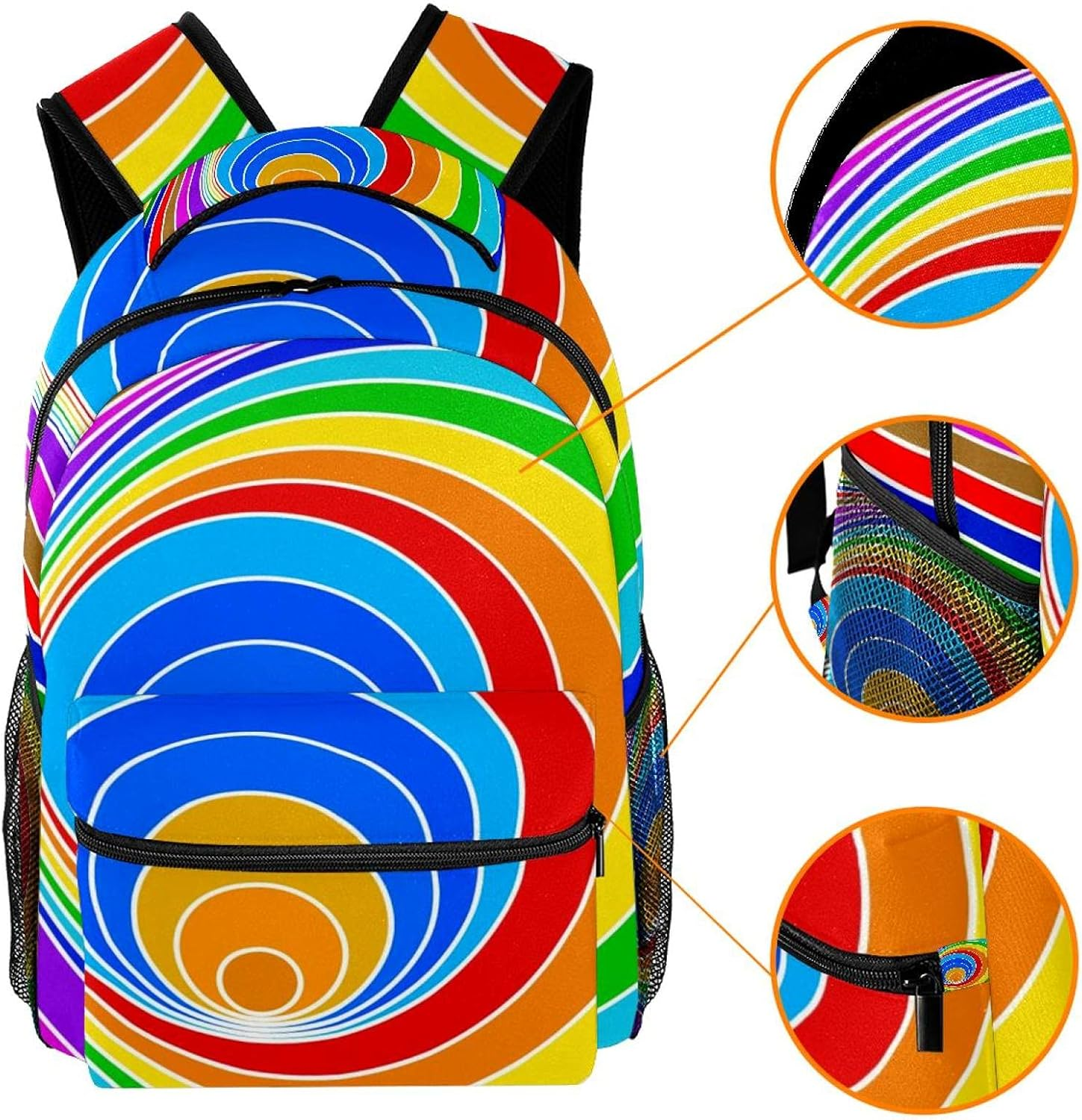 Spiral Eddy Color Vortex Strudel Backpack Students Shoulder Bags Travel Bag College School Tote Backpacks image number 4