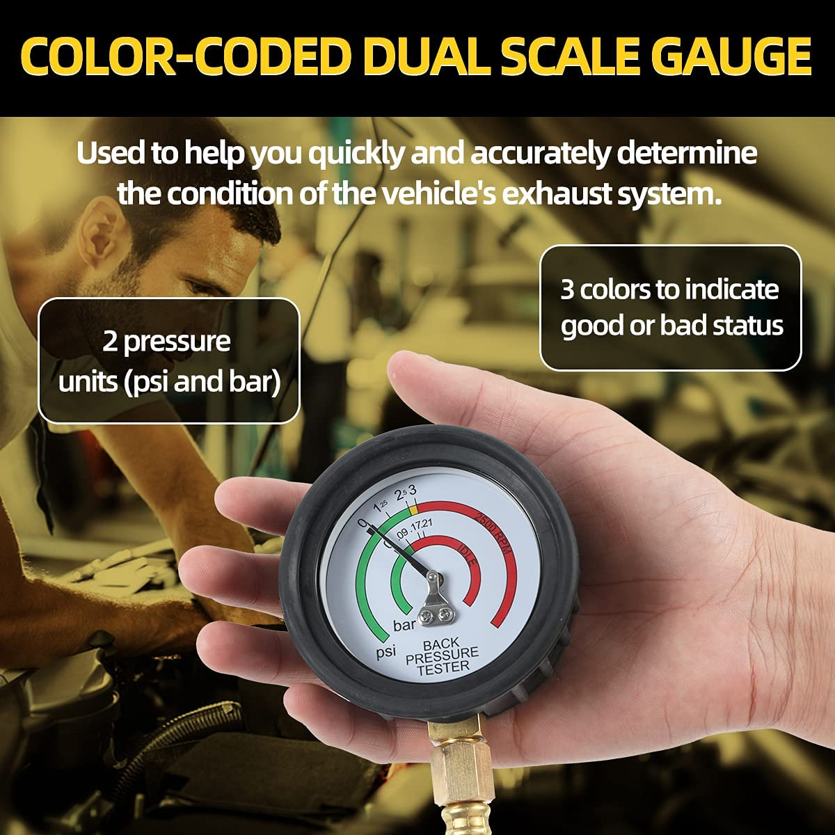 CMTOOL Exhaust Back Pressure Tester Kit with 6-Foot Hose, Gauge, Car Adapter (M12&M18) image number 6