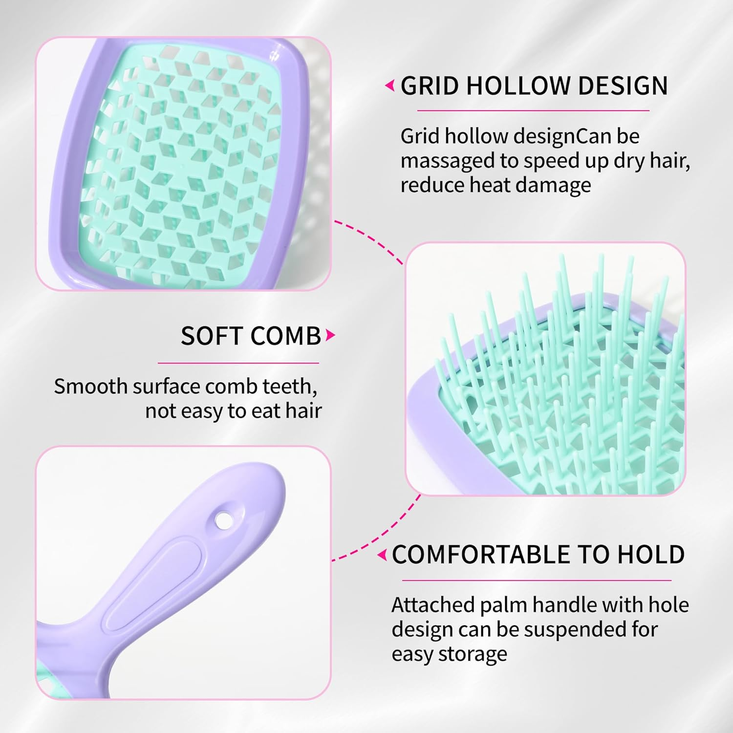 Detangling Hair Brush Wet & Dry Vented Detangling Hair Brush Vented Wet Hair Brush for Women Glides through Tangles Heating Brush for Wet, Thick, Curly, Straight Hair image number 5