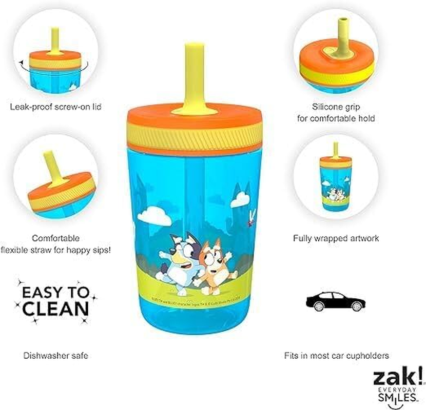 Zak Australia Pty. Ltd. Bluey Kelso Tumbler with Straw 443Ml - Blue image number 2