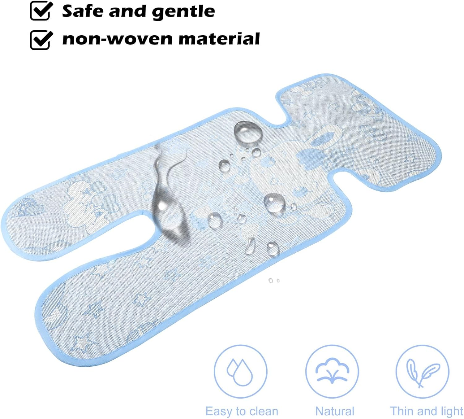 Alasum 2Pcs Summer Stroller Cooling Seat Mats, Thin Ice Silk and Non-Woven Fabric, Seat Cushions for Travel and Outdoor Use image number 4