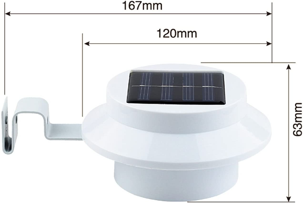 4 Pack White Solar Powered Gutter Lights Outdoor Decorative Waterproof Led Fence Lamp for Lighting Railing, outside Wall, Deck, Garden, Path, Backyard, Sidewalk, Yard, Patio, No Drilling Installation image number 3