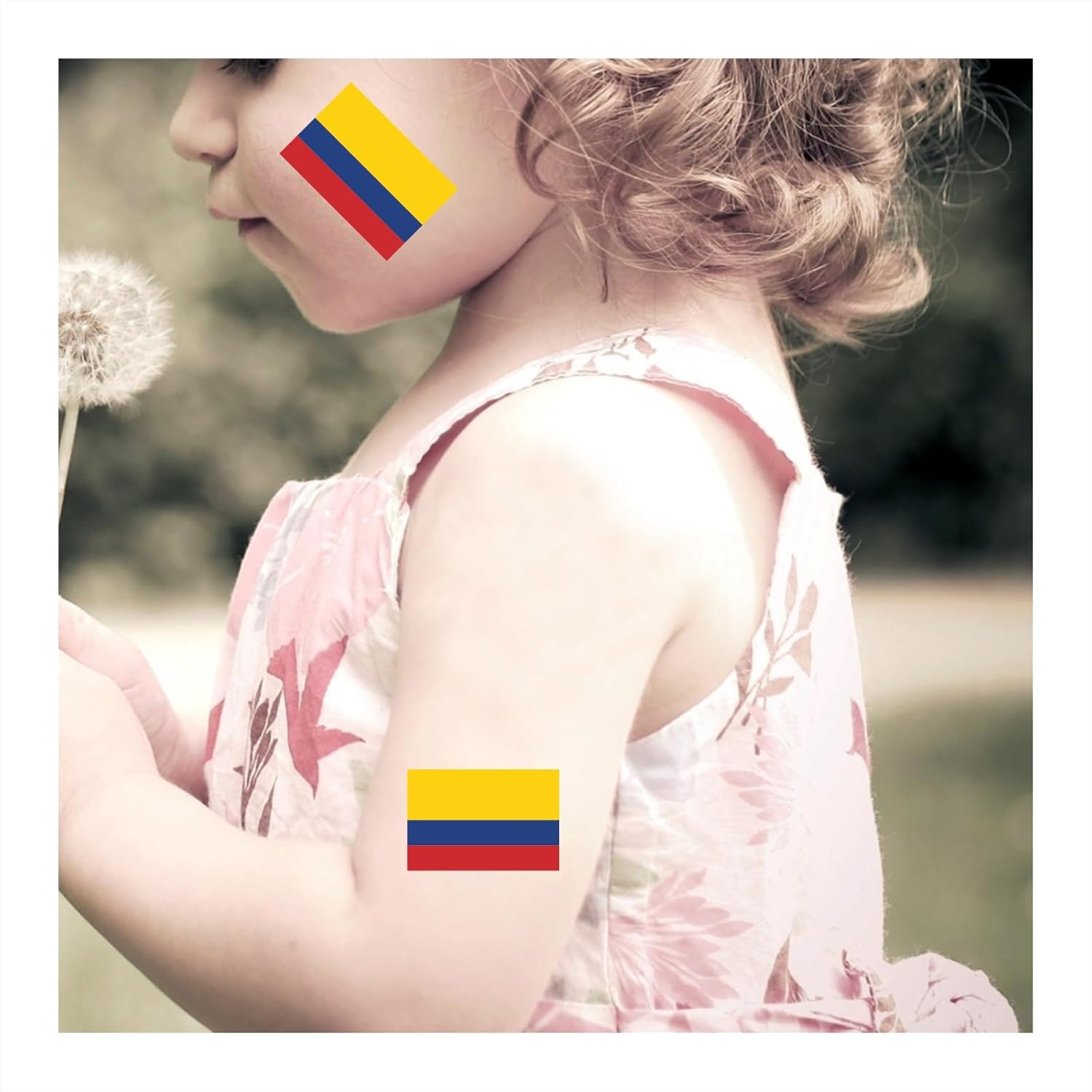30 Temporary Columbia Flag Tattoos Fans Face Tattoo Stickers for Adults Kids Group Activity Props image number 2