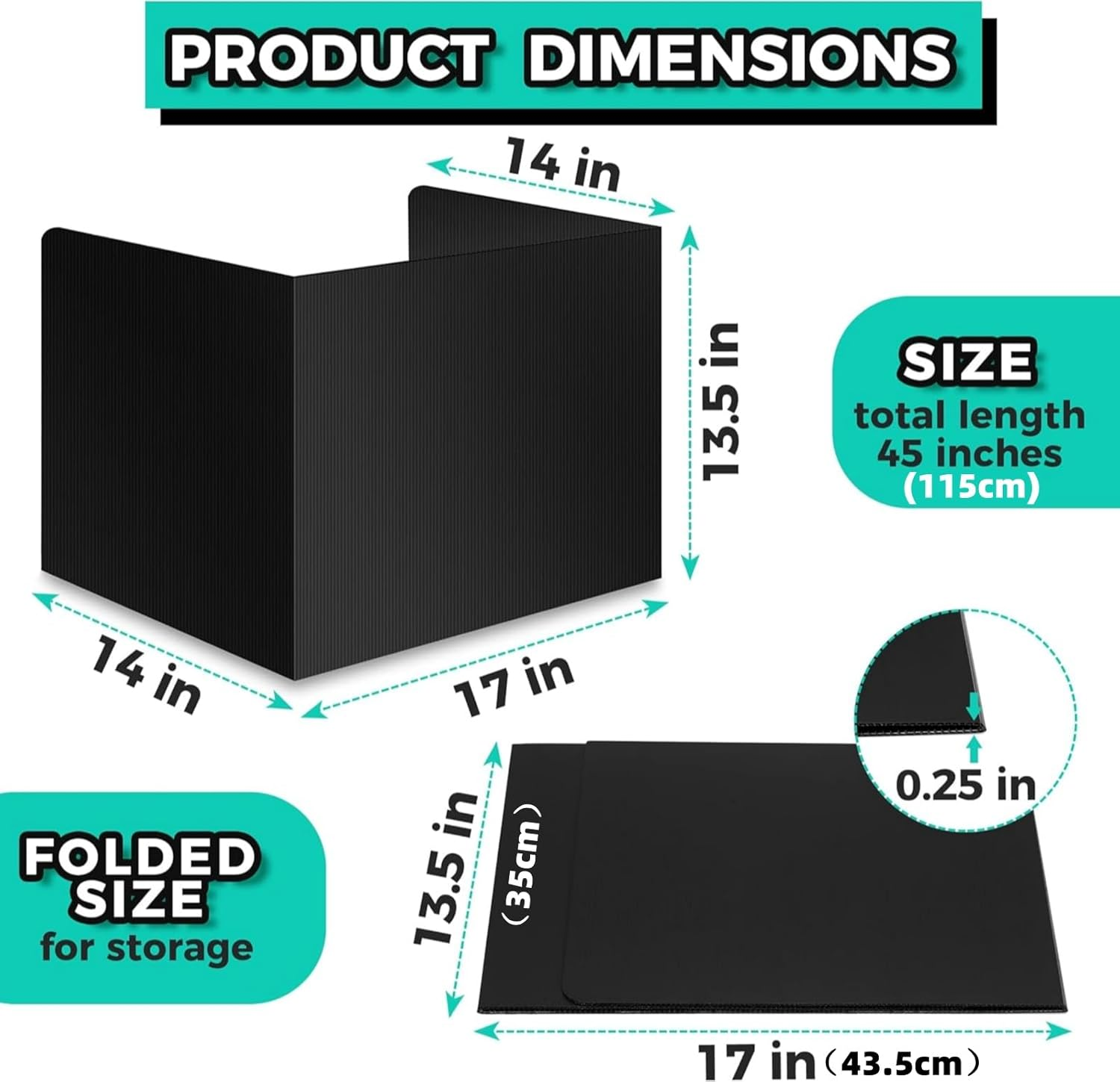 Ssumght 16 Pcs Privacy Folders for Students Privacy Boards Cardboard Desk Divider Classroom Waterproof Testing Divider Bulk for School Teacher Home Focus Study Supplies (Black) image number 2