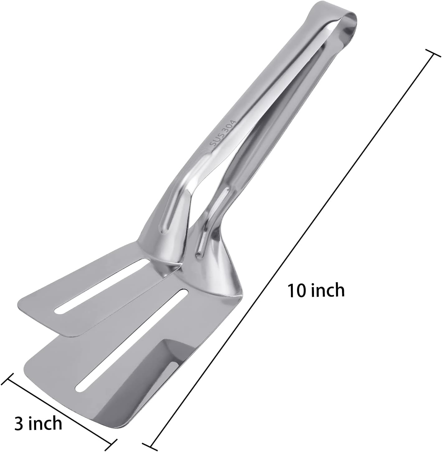 Jinken 10 Inch Premium One-Piece Stainless Steel Multipurpose Gripper Bread Clip/Steak Clamps/Fried Steak Clamp/Barbecue Tongs/Beefsteak Turner Flipper image number 3