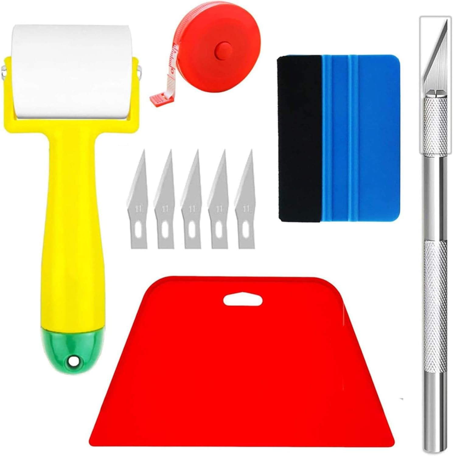 Songholee Complete 10Pcs Wallpaper Smoothing Tools Kit with Seam Roller, Hard Squeegee, Tape Measure, Craft Knife for Professional Installation(10Pcs) image number 2