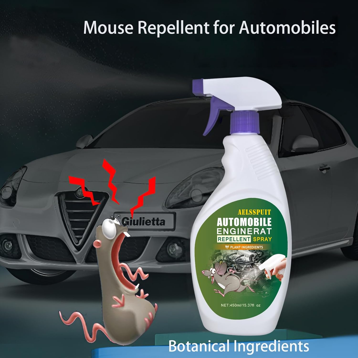AELSSPUIT Plant-Based Automobile Engine Safe Mouse Repellent&ndash; Long-Lasting, Eco-Friendly Rodent Deterrent for Cars, Protects against Wire & Hose Damage, Easy Application for Safe & Effective 450Ml image number 5