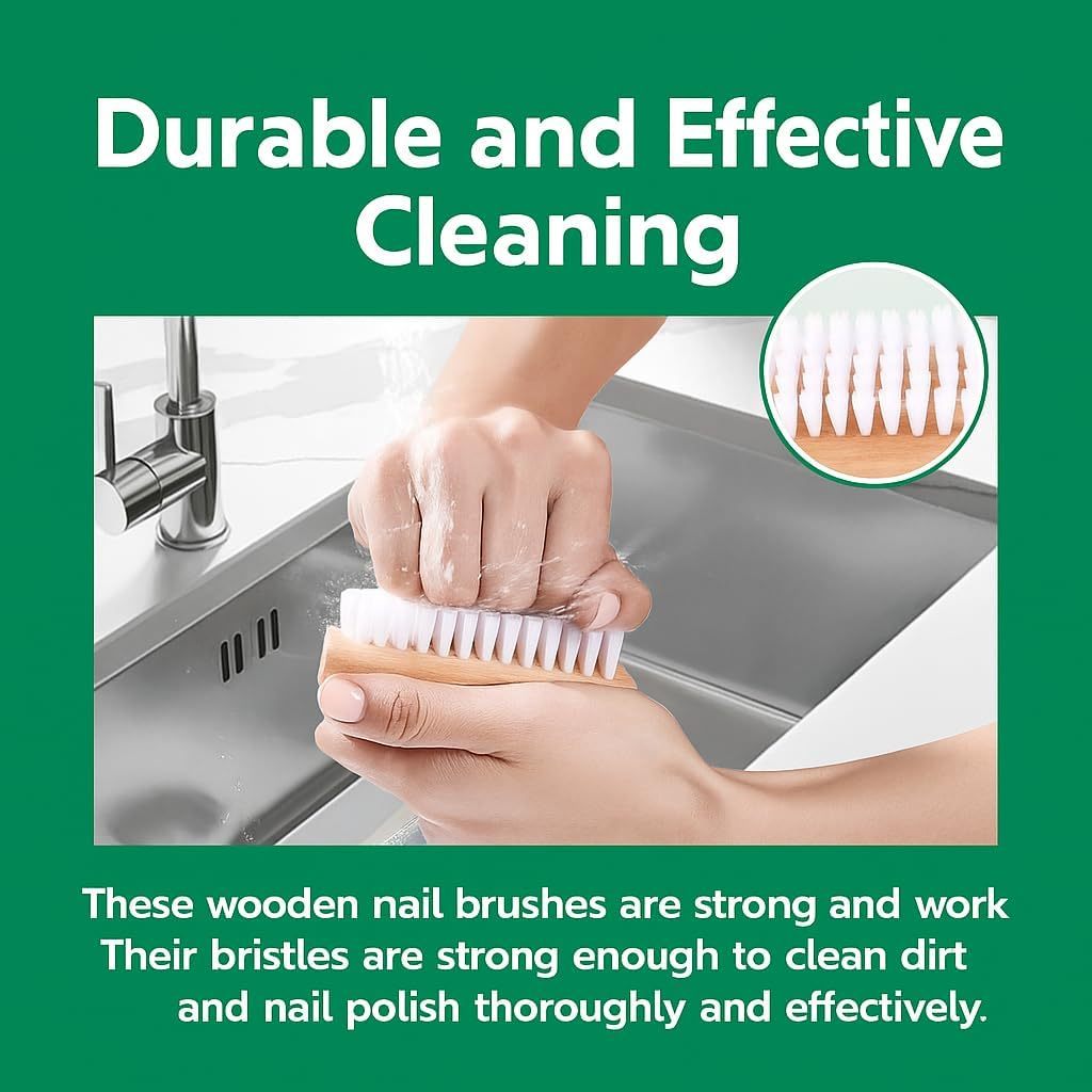 SOVYOULIVE 2 PACK Wooden Two-Sided Hand and Nail Brush,Dual-Sided Nail Brush with Non-Slip Grip | Stiff and Soft Bristles for Deep Cleaning