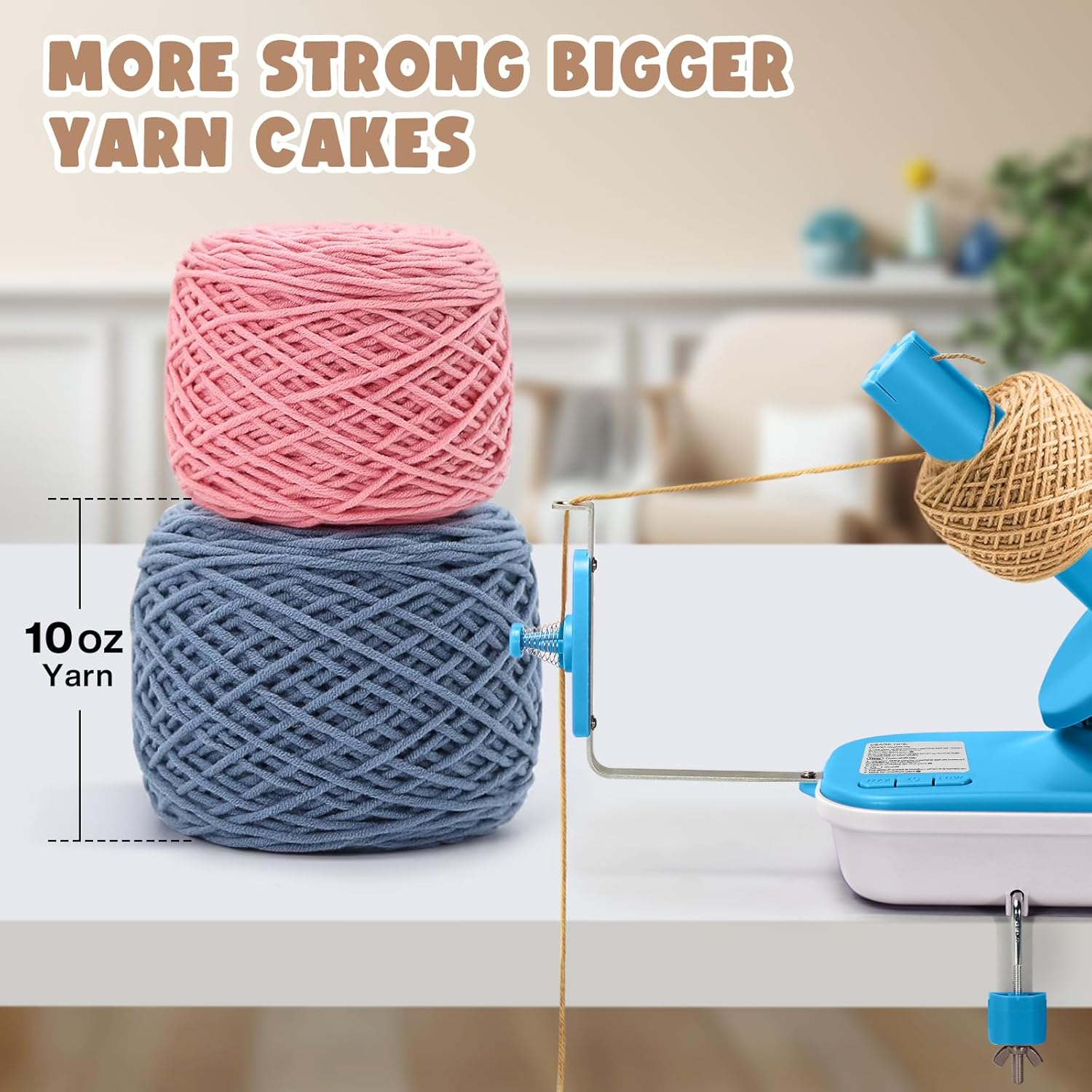 MIAOKE Yarn Winder for Knitting, Yarn Winder, Easy to Install and Use, Heavy Duty, Wire Winder with Metal Handle, Practical Yarn Table Ball Winder, Wool-Blue image number 2