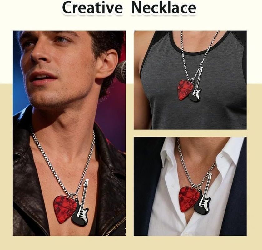 Guitar Pick Necklace for Women Men Friend Christmas Birthday Gifts for Music Lovers Guitarsic Necklace for Musician Guitarist Motivational Inspirational Gift Music Musical Necklaces image number 5