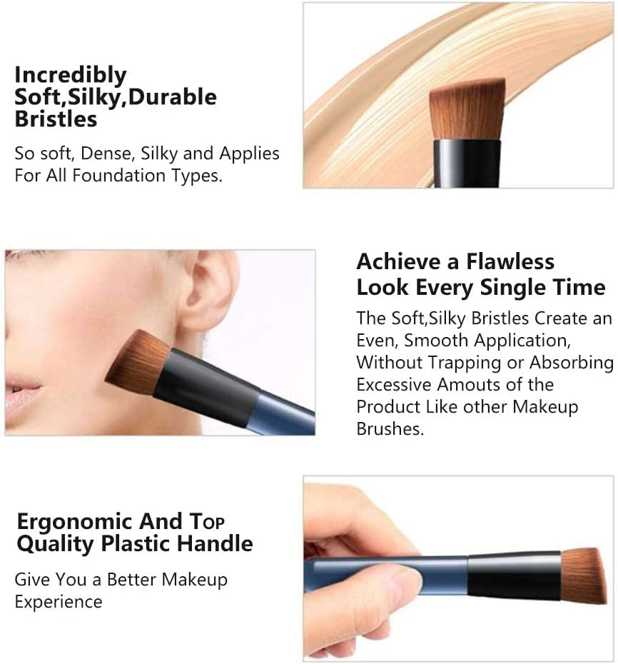Foundation Brush, Flat Top Kabuki Foundation Brush for Liquid Makeup, Cream, Powder, Travel Size Face Foundation Blending Makeup Brushes (131) image number 4