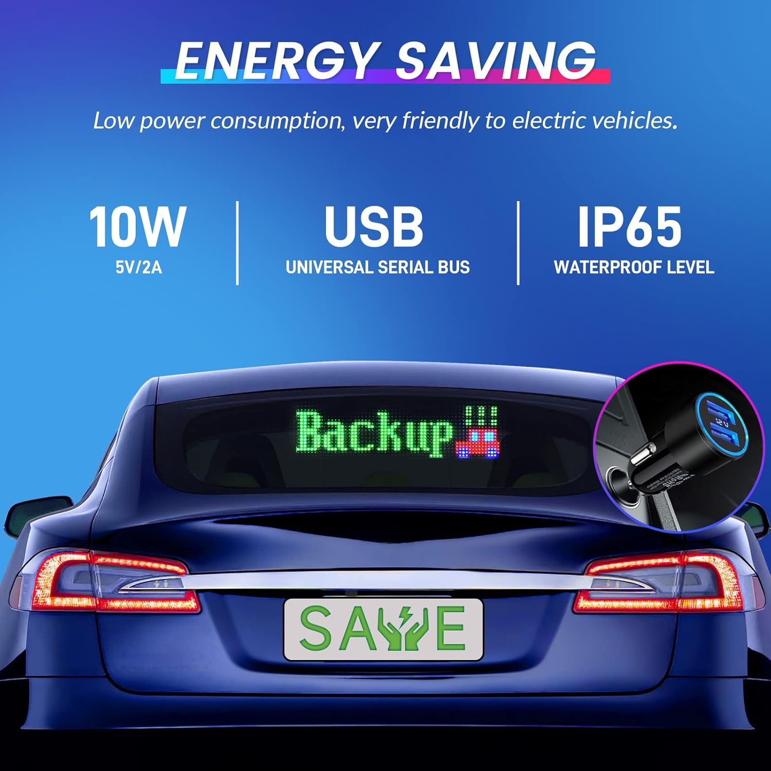 KJOY Bluetooth App Control LED Sign, 14.6''X3.6'' Flexible USB 5V LED Car Signs Programmable LED Sign Custom Text Pattern Animation Scrolling LED Display for Car Store Party Bar Hotel Concert image number 3