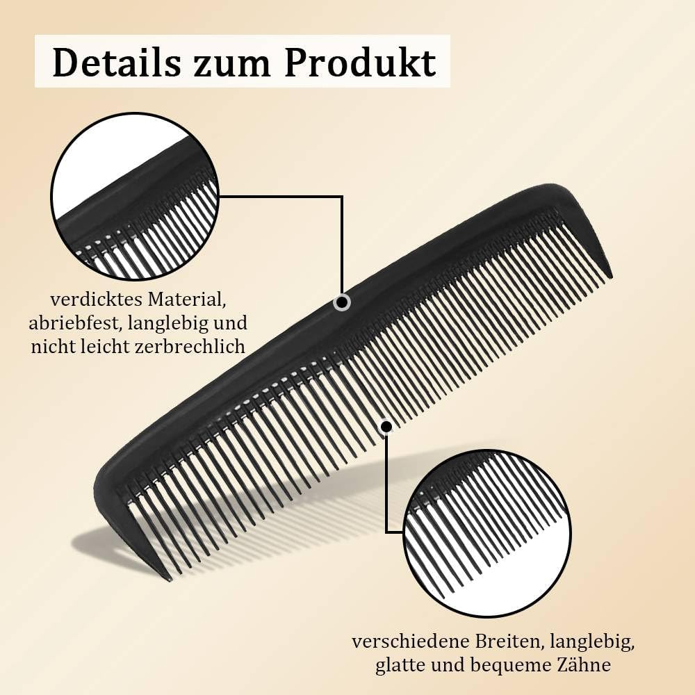 Funalix Pack of 12 Hair Combs, Pocket Combs with Fine Teeth, Small Styling Combs with Anti-Static Anti-Tangle, Hair Cutting Combs, Daily Hair Care Tool for Women/Men (Black) image number 5