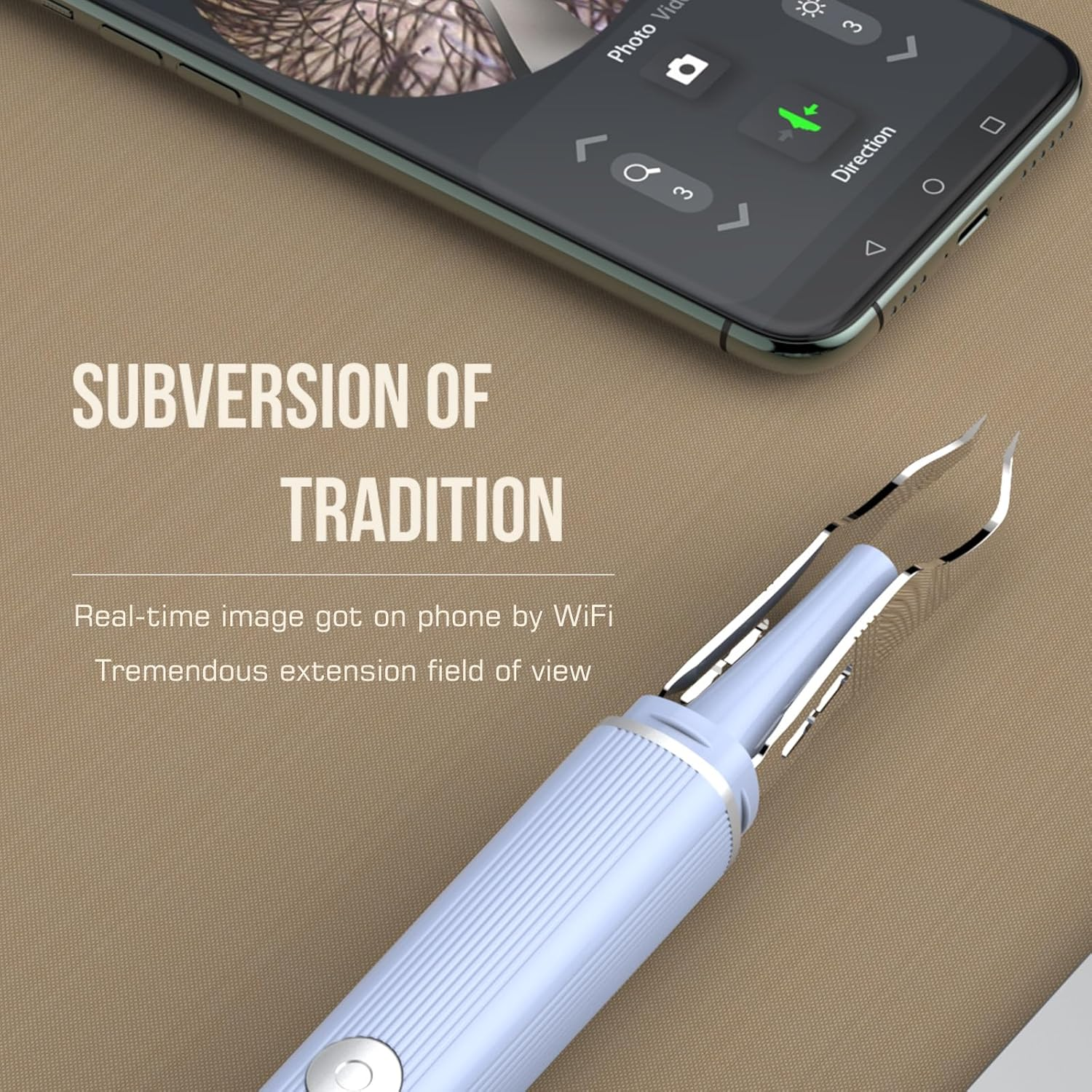 Scopepickeu Visual Hair Removal Tweezers with 1080P Camera,Led Light &ndash; Wifi USB Rechargeable Precision Tweezers for White Hair, Ear Hair, Eyebrows, Eyelash (Black) - Black image number 1