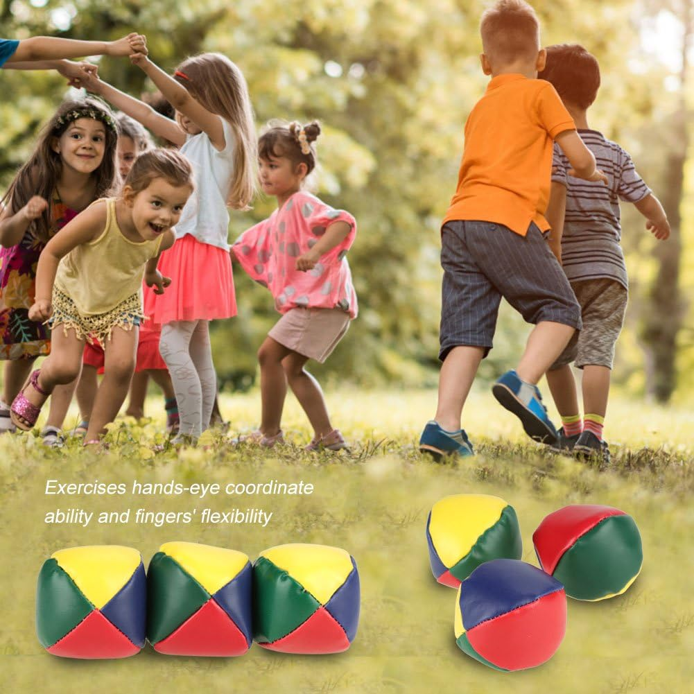 3PCS Juggling Balls, Leather round Balls Baby Juggling Ball Fun Circus Beginners Learning Prop Small Sandbag Toy Set for 1+