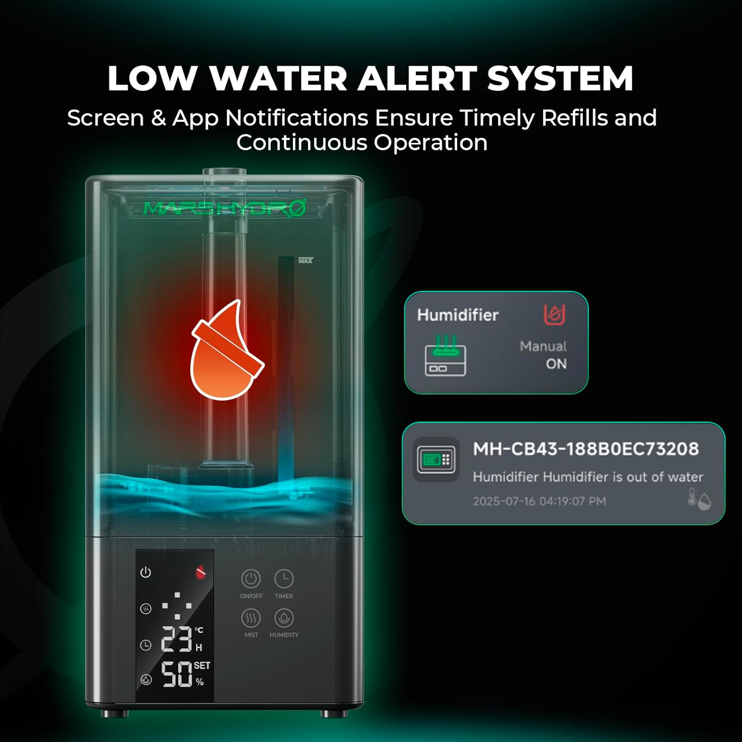 MARS HYDRO Plant Humidifier 6L,With Adjustable Humidity,Timer Function,Ultrasonic Precise and Silent Operation,No-Leak Seal for Grow Tent,Indoor Planting,Greenhouse,Bedroom