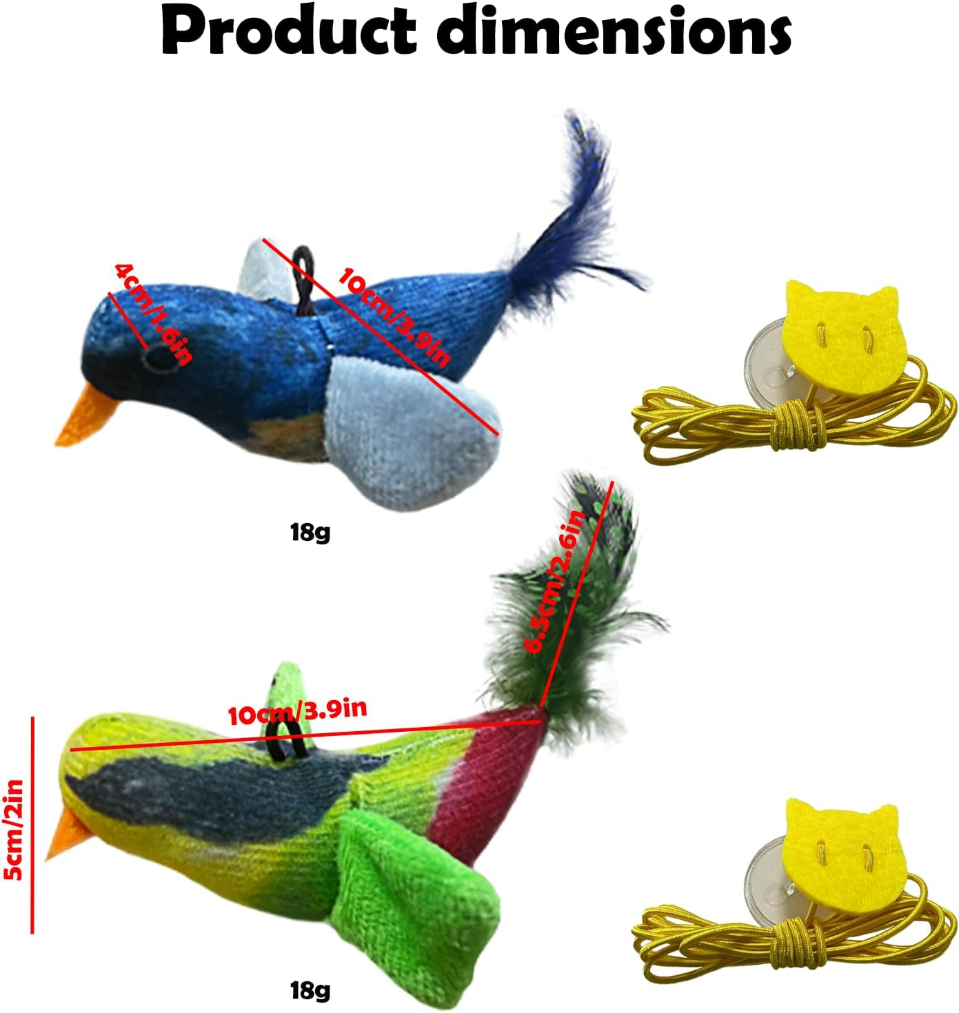 Hahago Pack of 2 Cat Toys Self-Employment Hanging Door Frame with Elastic Flutter Bird Lifelike Snipe Chirping Interactive Cat Toy with Catnip image number 4