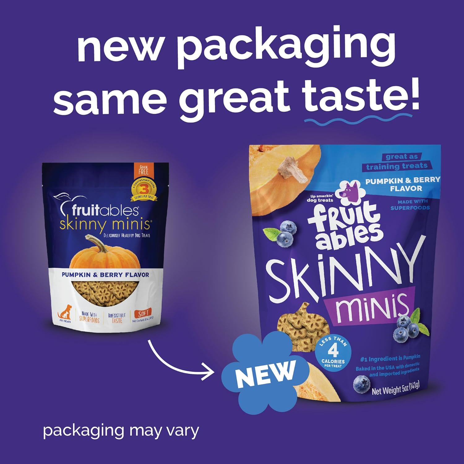 Fruitables Skinny Mini Dog Treats, Healthy Pumpkin Treat for Dogs, Low Calorie & Delicious, Puppy Training, Free of Wheat, Corn and Soy, Made in the USA, Pumpkin and Berry Flavor, 5Oz image number 5