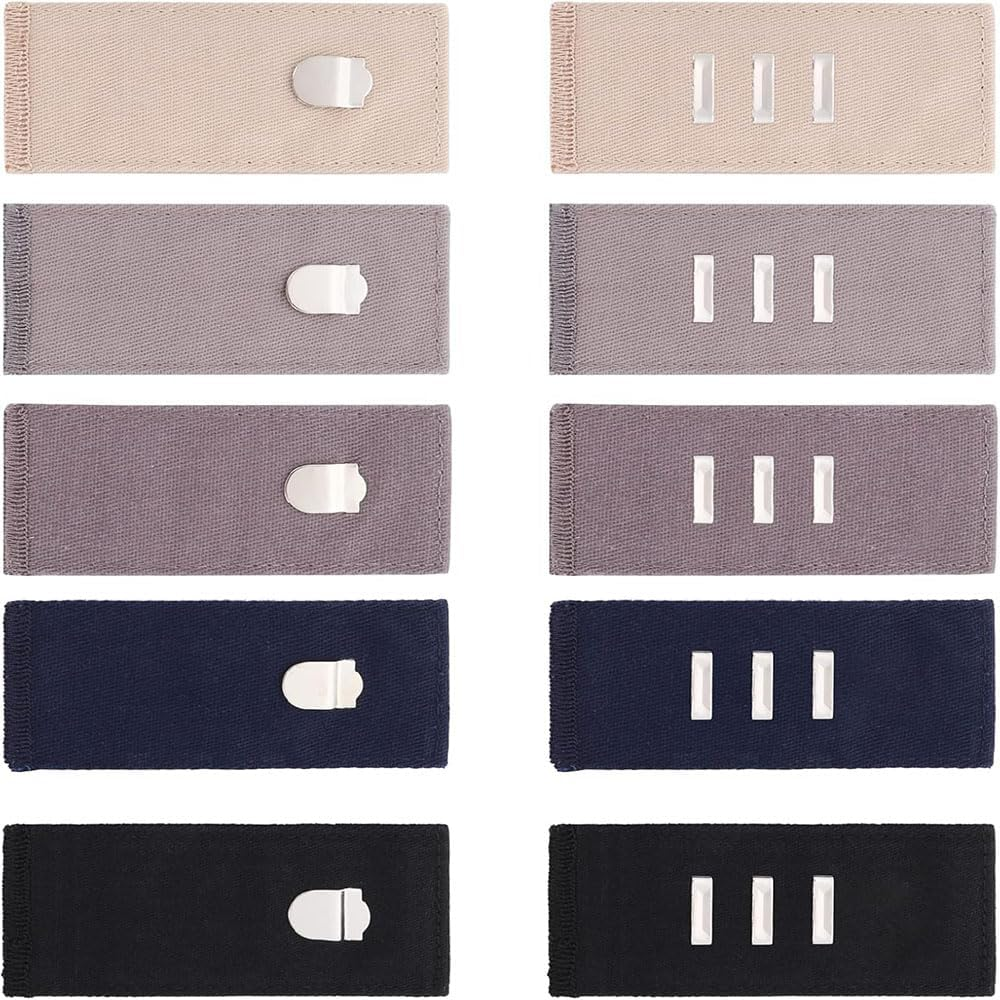 10PCS Adjustable Pants Waist Extenders with Metal Hook, Durable Waistband Expander for Men & Women, Pregnancy Belly, Weight Fluctuation, Comfortable Pant Size Extender image number 6