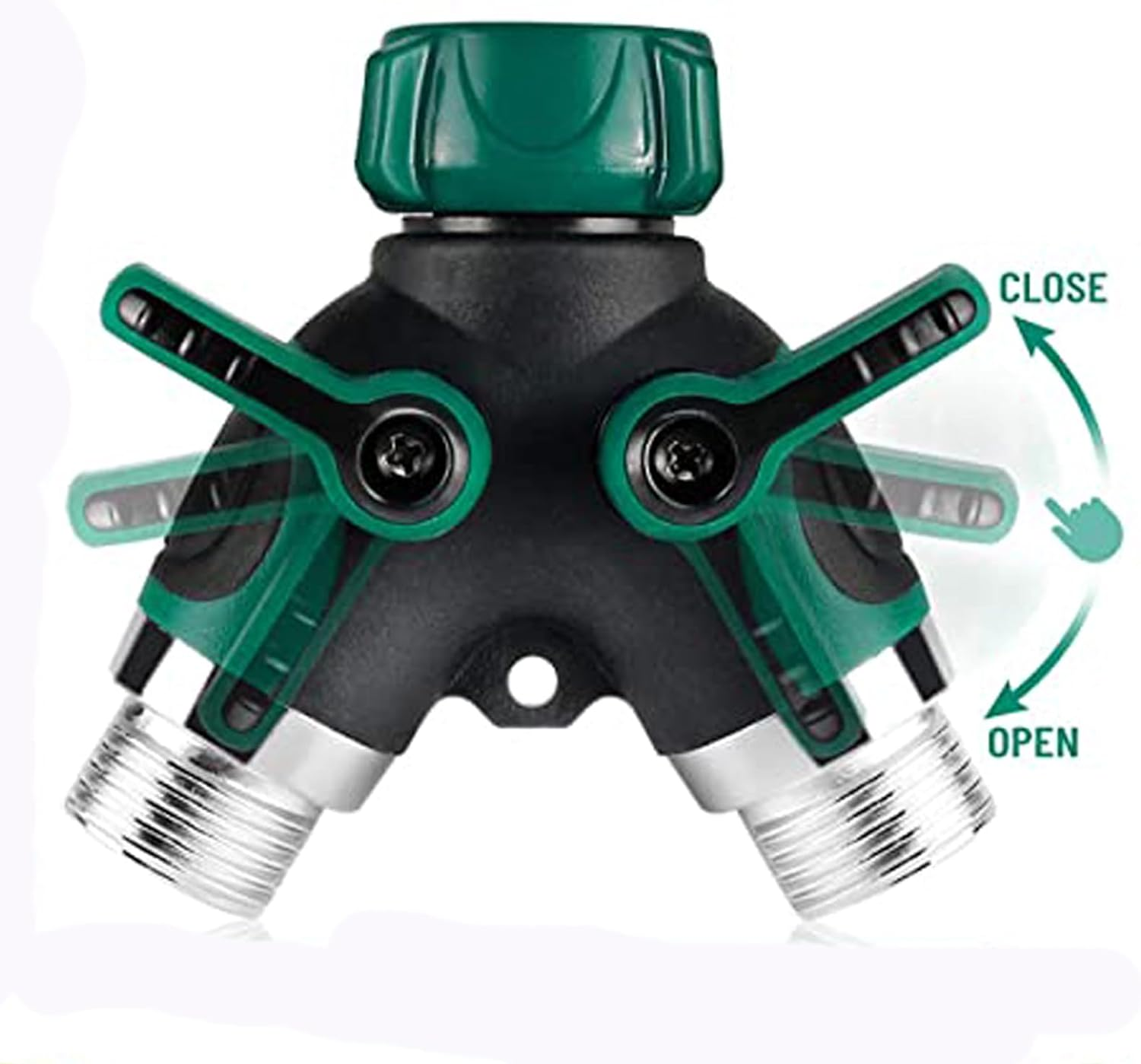 Hose Splitter, Garden Hose Splitter 2 Way, Heavy Duty Metal Water Hose Splitter with Long Handle Shut off Valves 3/4 Inch Y Connector Garden Faucet Splitter for Outdoor Gardening with 2 Rubber Washers image number 1
