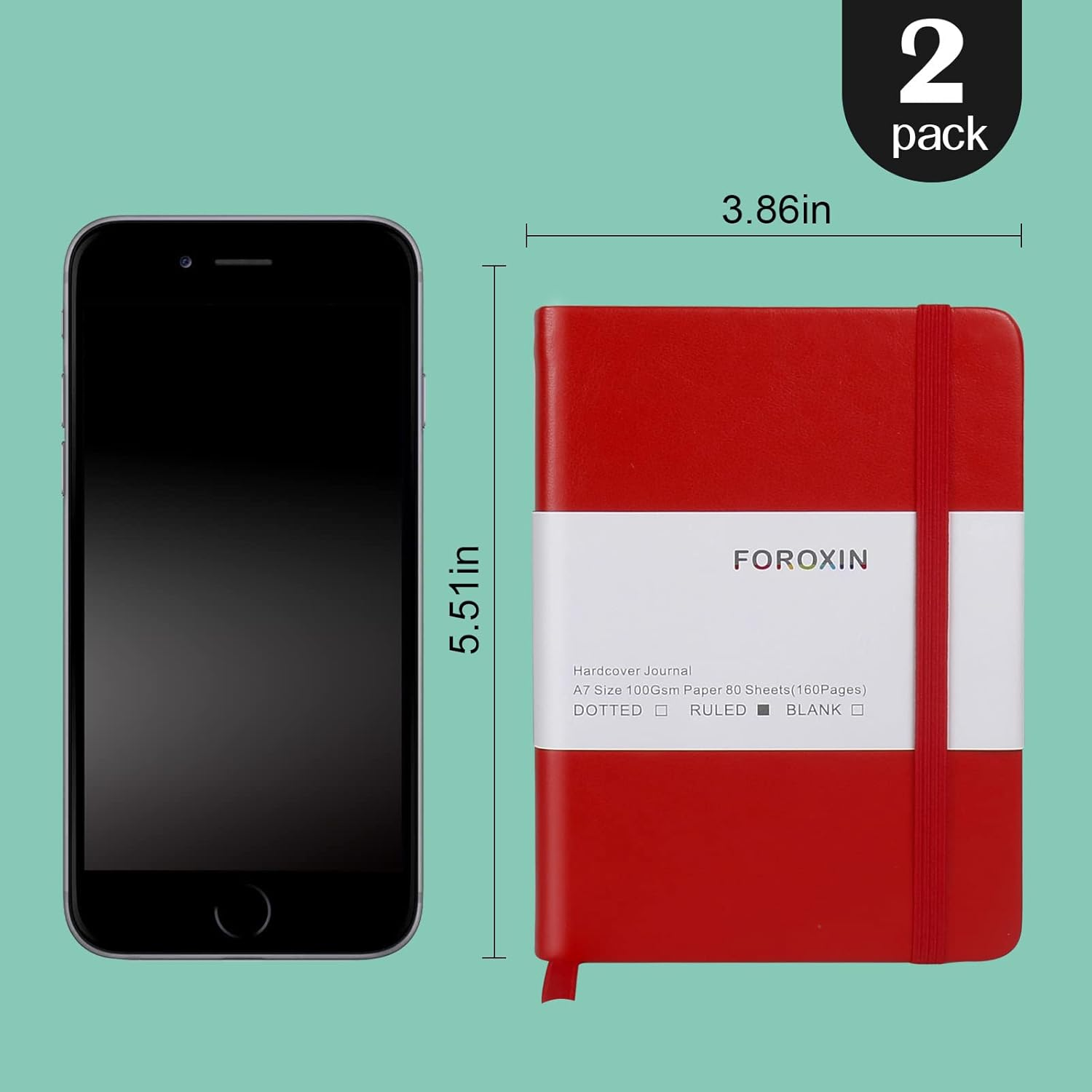 Lined Pocket Journal Notebook, 2 Pack, (Orange), 160 Pages, Small, 3.86 Inches X 5.51 Inches - 100 Gsm Thick Paper, Hardcover - Brown Color image number 3