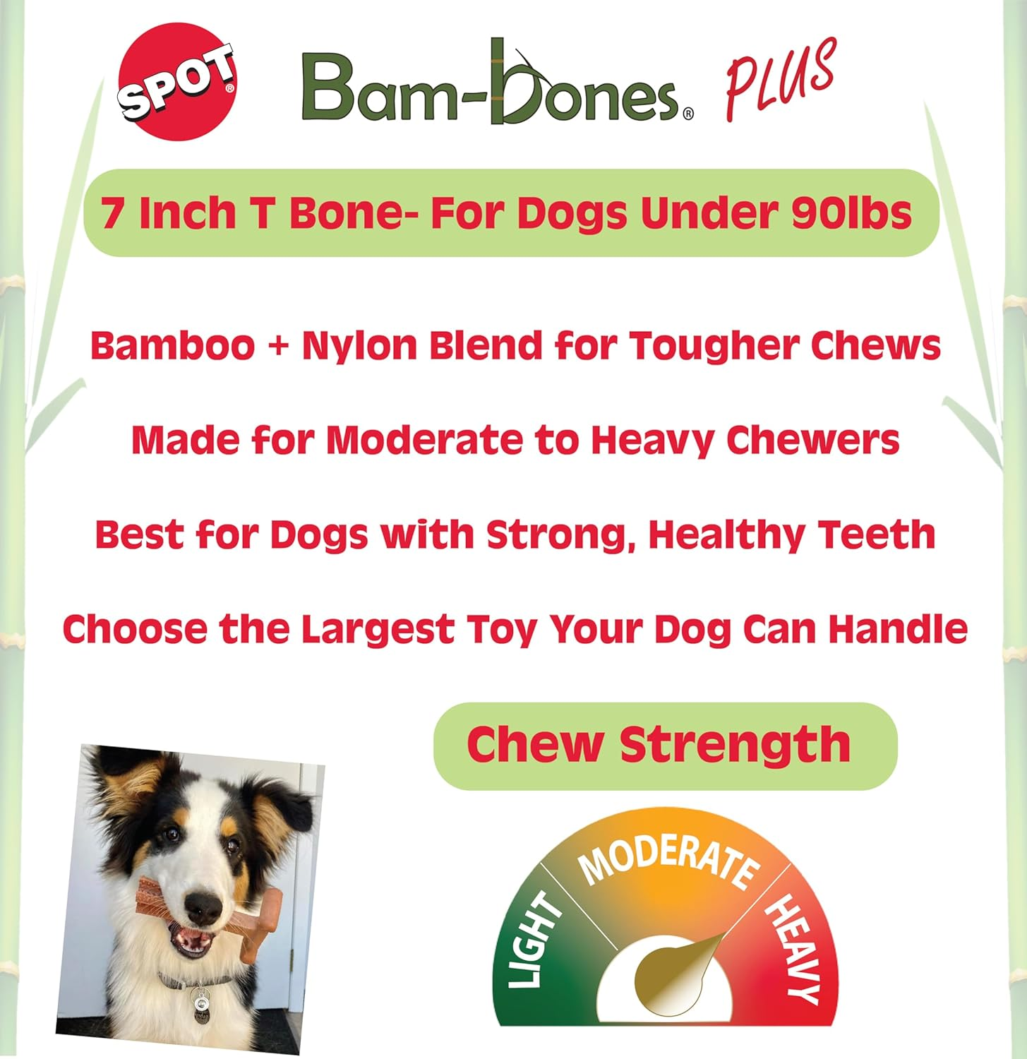 Bambone plus 7" /Dog Toys for Aggressive Chewers | Dog Chew Toy | Bone | Chew Toys for Aggressive Dogs | Interactive Dog Toy/Peanut Butter Flavor image number 1