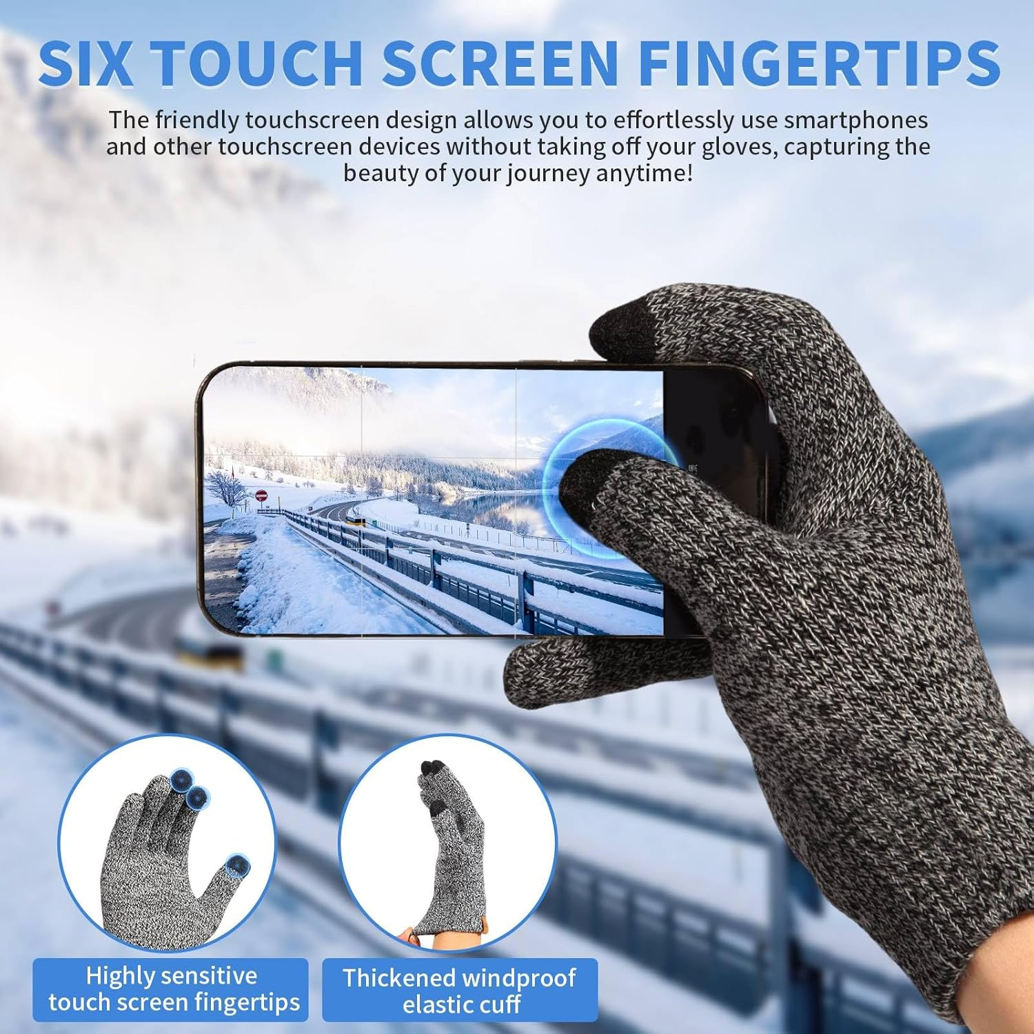 LOKZEER Winter Hat Gloves Scarf Set for Women: Knit Beanie with Fleece Lining, Touchscreen Thermal Gloves, Warm Soft Knitted Scarf 3Pcs Winter Accessories Gift Set - One Size