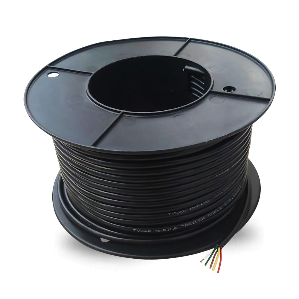 20Mtr X 5-Core 6 Amp Boat Marine Grade Tinned Trailer Wire (Black Sheath)
