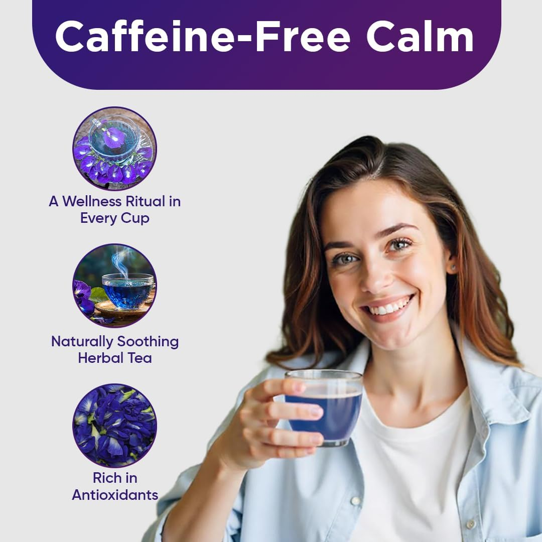 Zyanna Butterfly Pea Flower Tea with Lemongrass &ndash; 20 Pyramid Tea Bags | Caffeine-Free Herbal Blue Tea | Vegan & Non-Gmo | Natural Color for Cocktails, Mocktails | Brew Hot or Iced