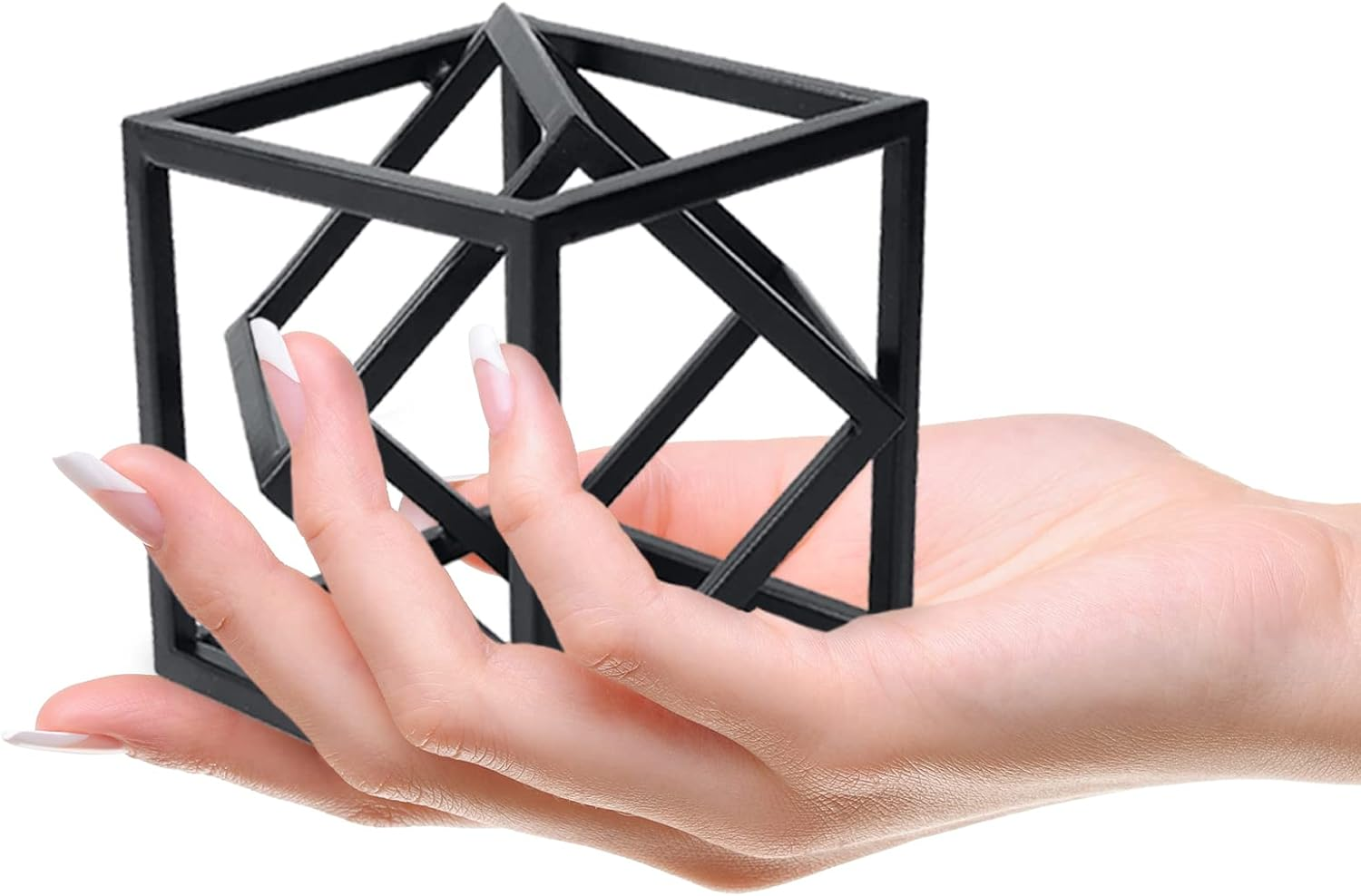 Dreamseden Small Geometric Sculpture, Metal Cube Decorative Ornaments Modern Home Decor Accent image number 3