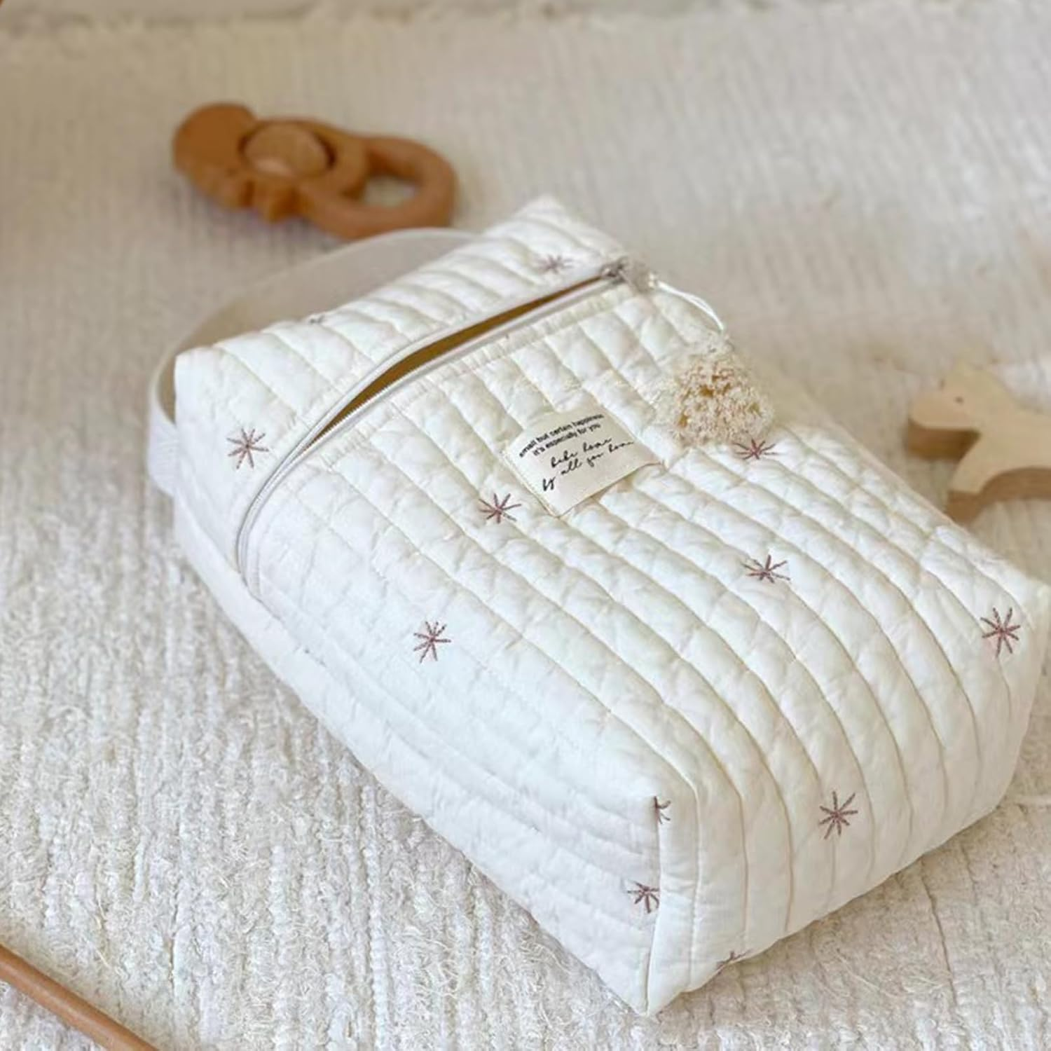 Diaper Organizing Pouches, Cartoon Pacifier Bag, Quilted Diaper Pouch, Soft Storage Bag, Feeding Bottle Organizer, Wipes Storage Pouch, Cute Diaper Pouch, Pacifier Storage Bag, Travel Diaper Organizer image number 4