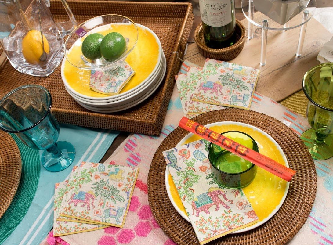 Entertaining with Caspari Le Jardin De Mysore Cocktail Napkins, Box of 40 image number 3
