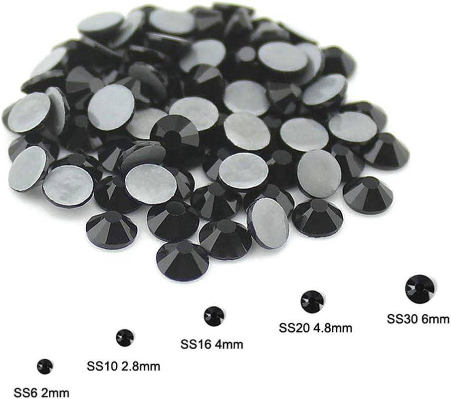 Crystal Rhinestones Hot Fix Crystals for Crafts Clothes Flatback Glass Crystal for Decoration round Gems (Jet Black SS20 1440PCS) image number 2