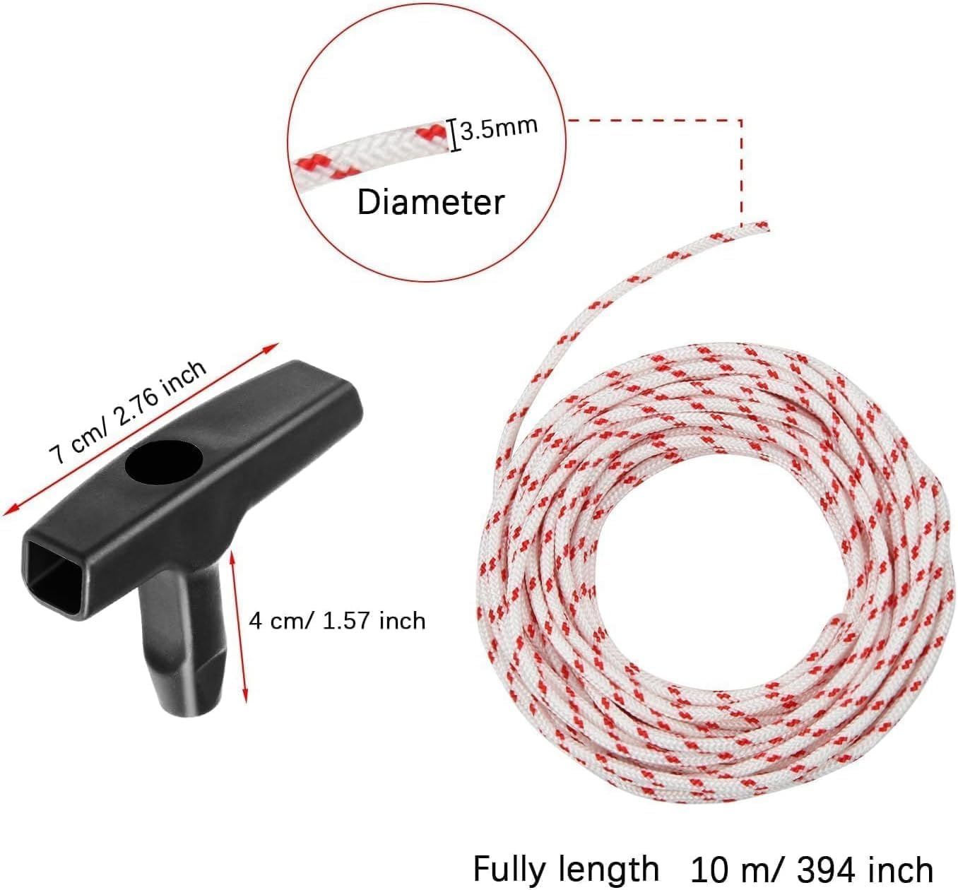 1Roll Chain Saw Pull Cord Recoil Starter String Rope, Handle Lawn Mower Pull Cord Pull String Pull Rope, Lawn Mower Pull Cord Recoil Starter Rope with Handles image number 1