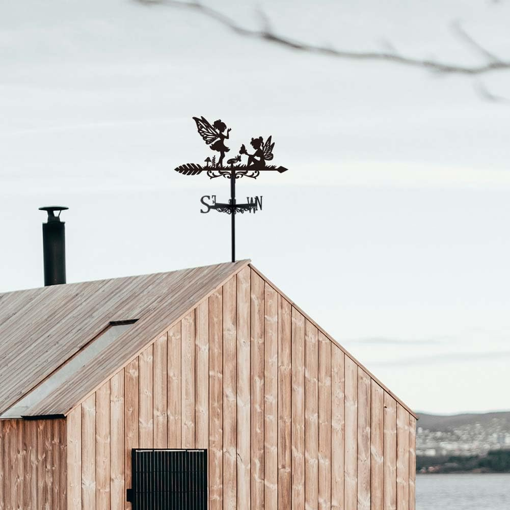 SUPERDANT Fairy Weathercock Meadow Mushroom Weather Vane for Roof Metal Weather Vane Farm Weathervane Wind Direction Indicator Yard Outdoor Weather Vane for Barns Gardens Weather Vane Yard image number 5