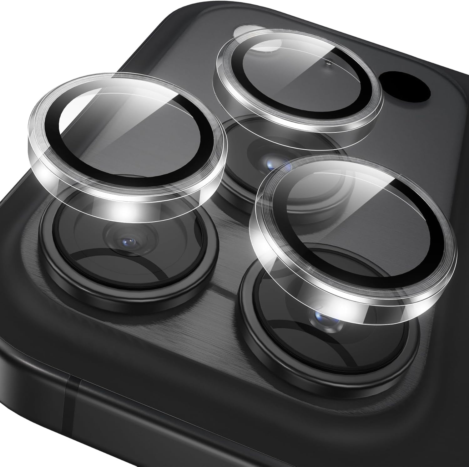 Lutree Tempered Glass Camera Protection for Iphone 17 Pro/Iphone 17 Pro Max, 9H Hardness, HD Individual Lens Film, Metal Ring + Protective Glass, Anti-Scratch Camera Protection, Transparent image number 4