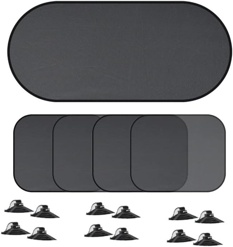 Car Window Shade for Side Windows, Foldable Double-Layer Mesh Sunshade with Strong Suction Cups, UV Protection Heat Block for Kids Pets, Universal Fit Car Sunshade (5Pcs) image number 3