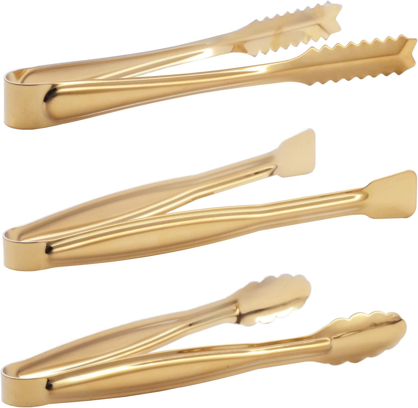 Gold Plated Mini Serving Tongs Set 6-Inch Appetizers Tongs Stainless Steel Small Sugar Cube Tongs Ice Tongs, Set of 6 image number 6