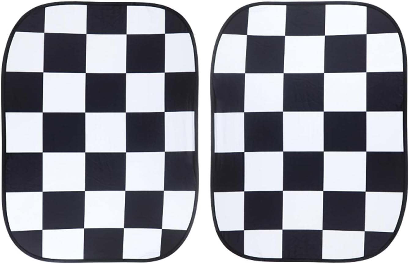 2Pcs Foldable Sunroof Shade Sunshade Heat Isolate Fit for Mini Cooper, Clubman & Countryman R56 All Years Black and White Checker - Checker image number 5